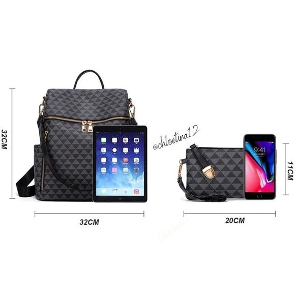 New Leather Anti -Theft Backpack & Purse Set - Picture 8 of 10